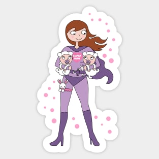 Supermom twins - brown hair Sticker